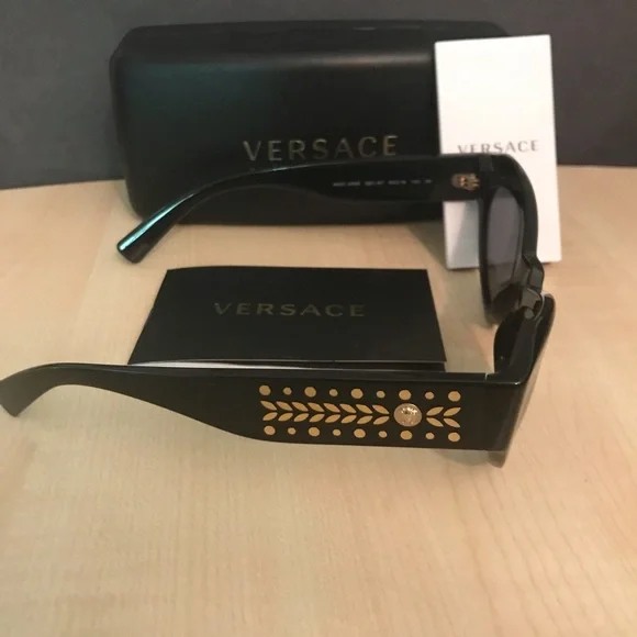 VERSACE SUNGLASSES NIB sunglasses for women Black cateye / gold + Versace case